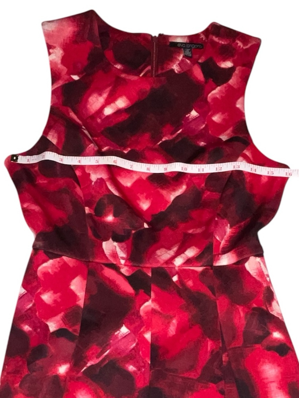 The Limited Eva Longoria Red and Black Patterned Sleeveless Fit and Flare Dress - Picture 15 of 17